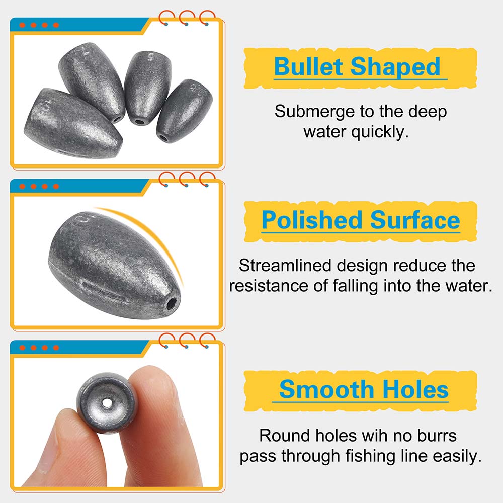 Bullet Fishing Sinkers Weights - đánh giá và giá Fishing Quest